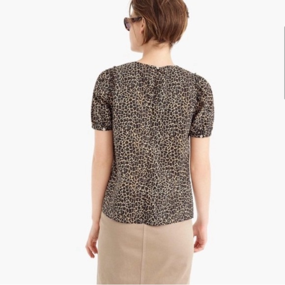 J.CREW Leopard puff sleeve top in cotton poplin Size XXS style J6080 - Picture 2 of 7
